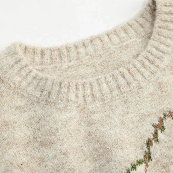 KNIT WOOL-BLEND ROUND NECKLINE PEAR GRAPHIC VEST Women's Small - Picture 3 of 11